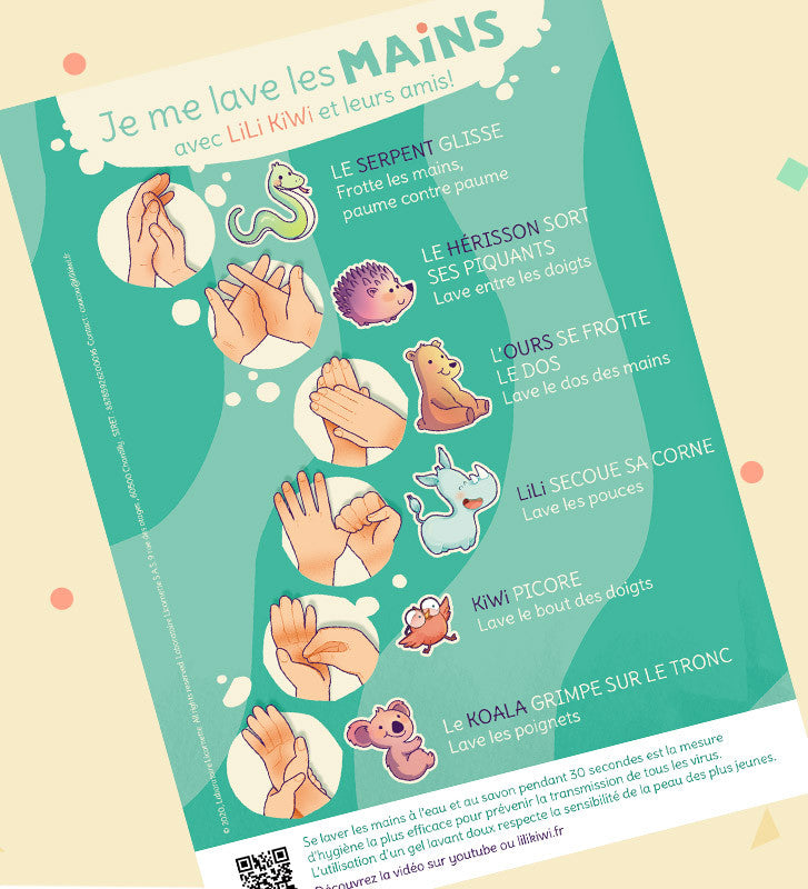 Affiche JE ME LAVE LES MAINS - lilikiwi-shop